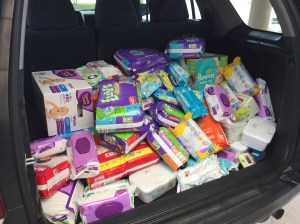 Diapers and wipers collected at this year's VBS