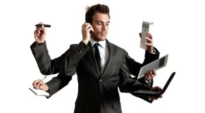 Businessman multitasking